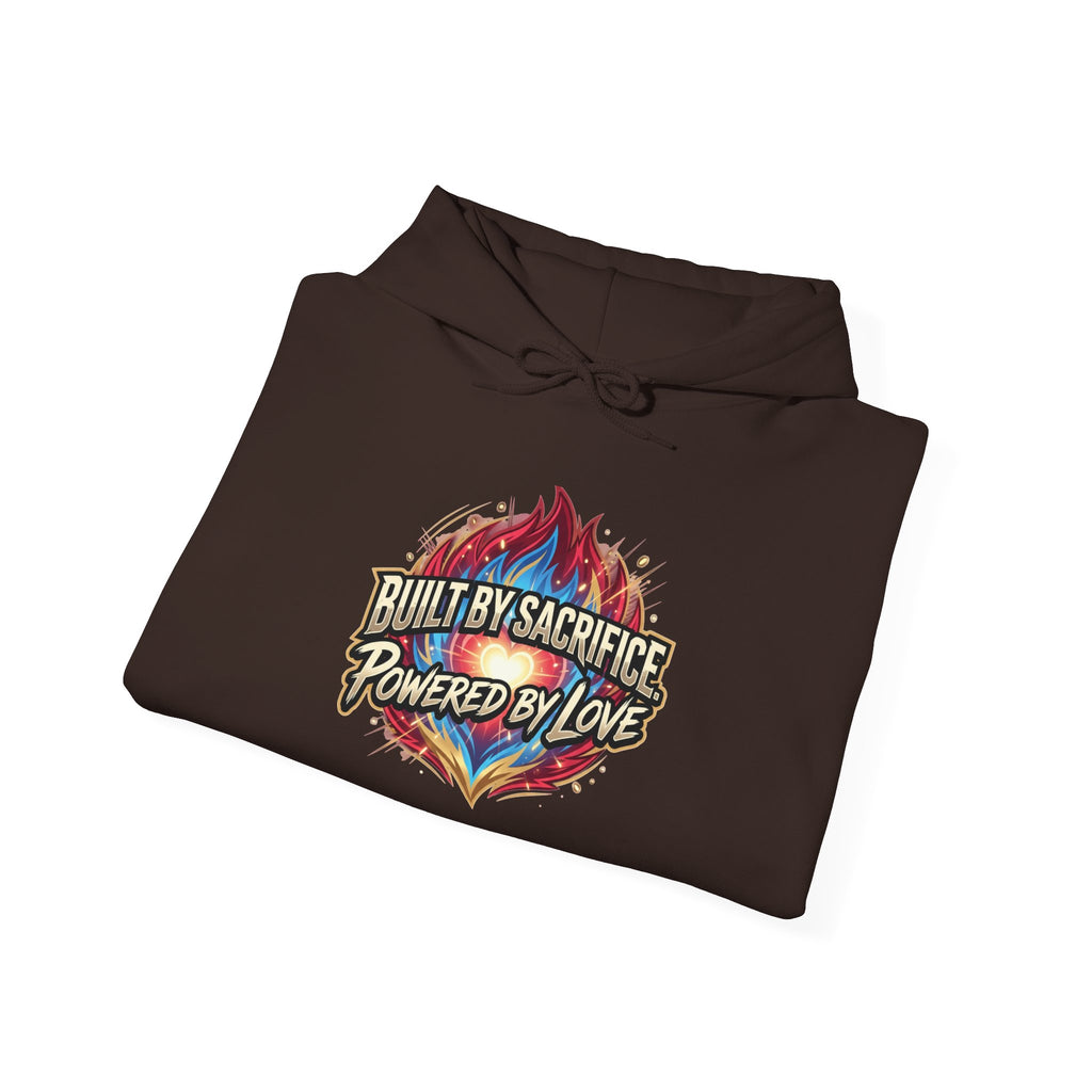 BUILT BY SACRIFICE. POWERED BY LOVE Unisex Heavy Blend™ Hooded Sweatshirt