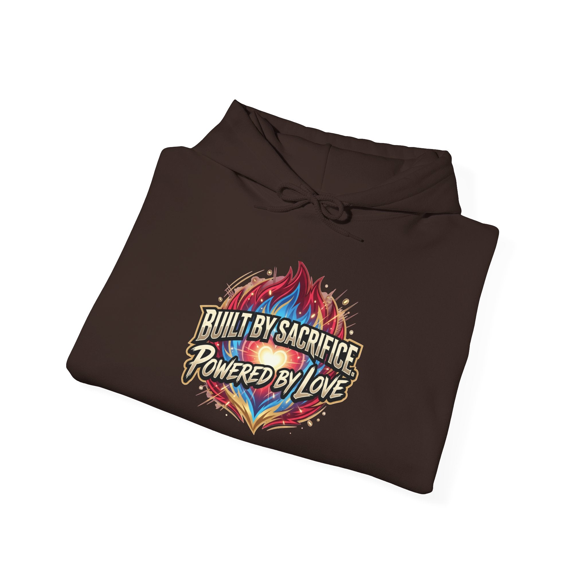 BUILT BY SACRIFICE. POWERED BY LOVE Unisex Heavy Blend™ Hooded Sweatshirt