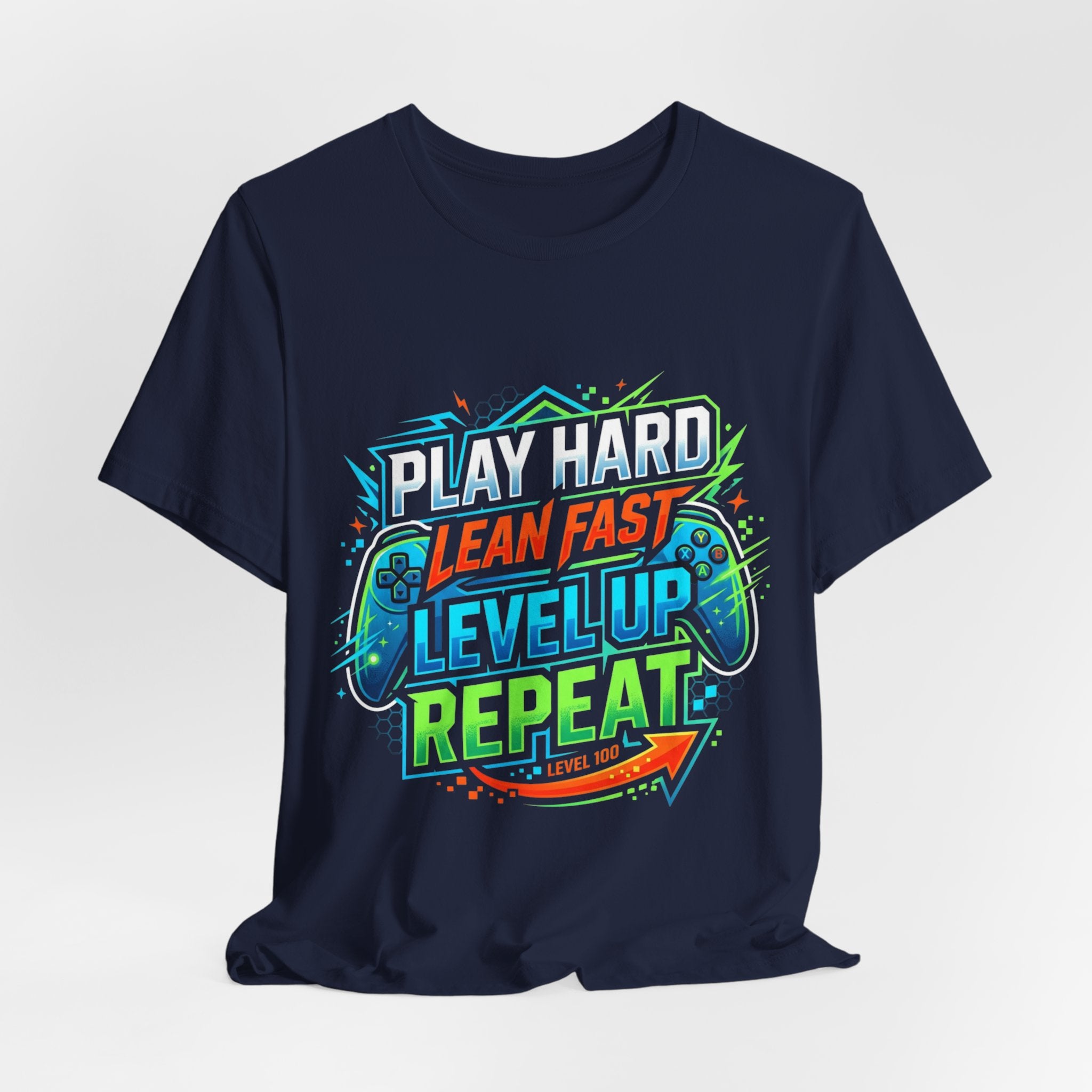 Level Up Repeat Gaming T-Shirt — Play Hard, Learn Fast Gamer Tee