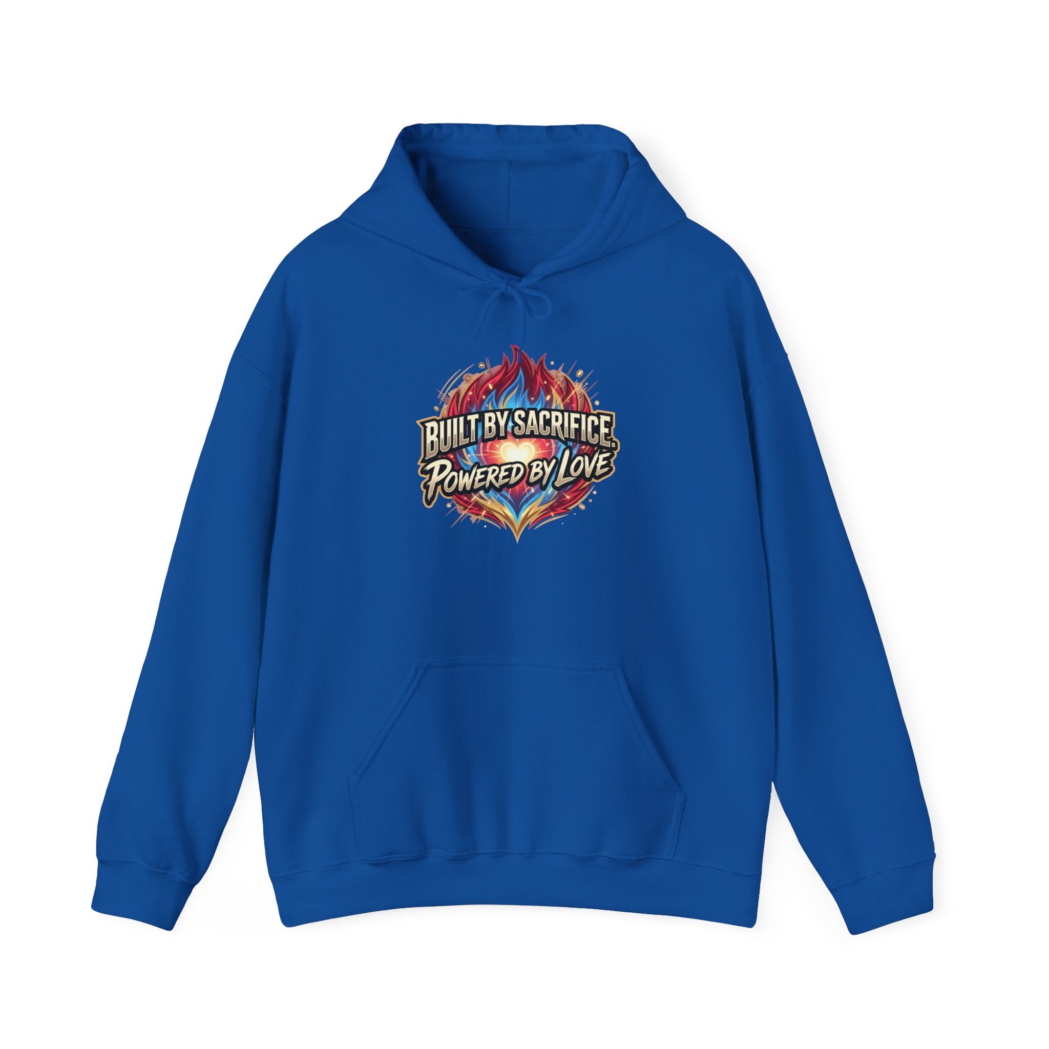 BUILT BY SACRIFICE. POWERED BY LOVE Unisex Heavy Blend™ Hooded Sweatshirt