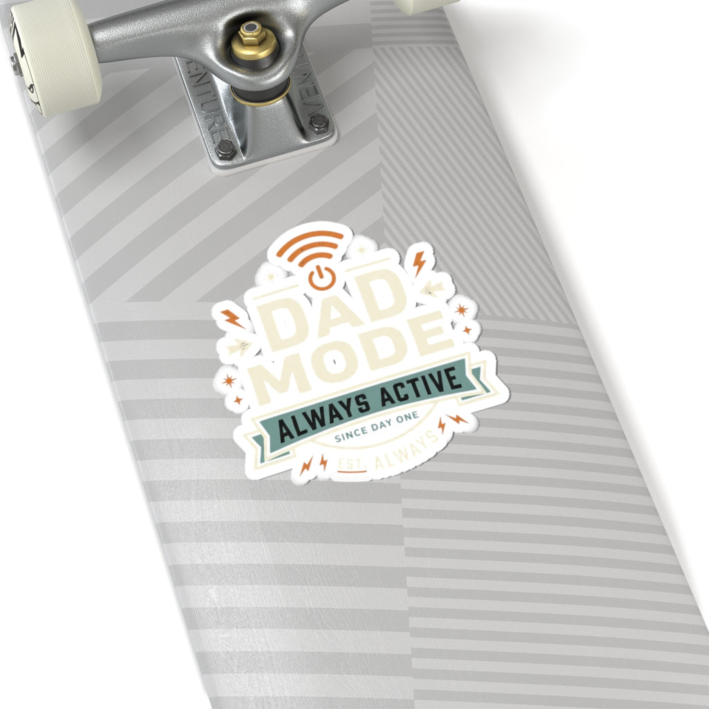Dad Mode Always Active Sticker — Funny Fatherhood Laptop Kiss-Cut Sticker