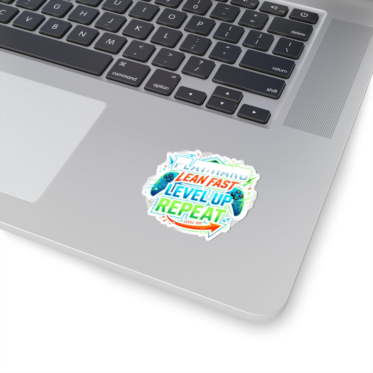 Gaming Sticker — "Play Hard, Lean Fast, Level Up, Repeat" Kiss-Cut Decal