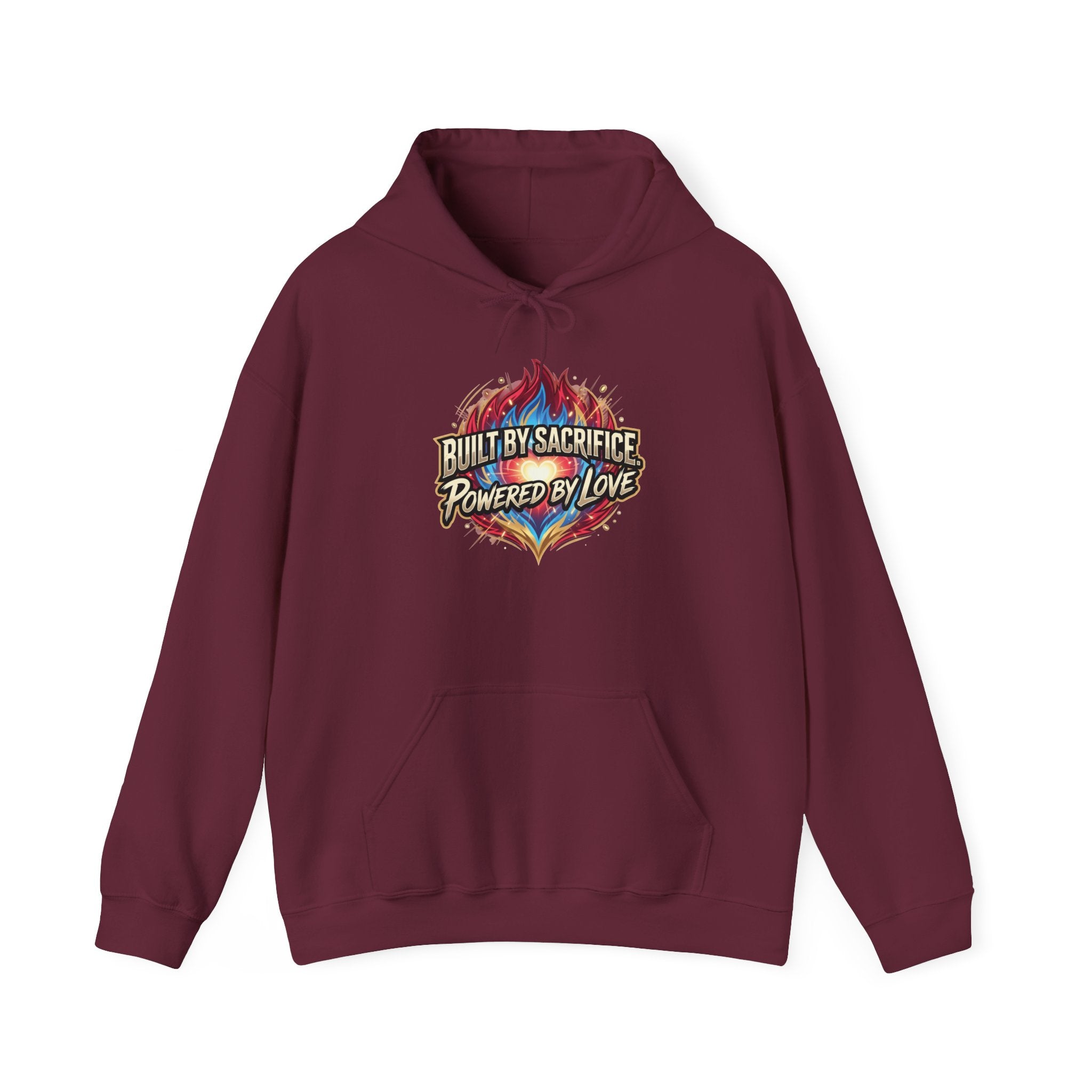 BUILT BY SACRIFICE. POWERED BY LOVE Unisex Heavy Blend™ Hooded Sweatshirt