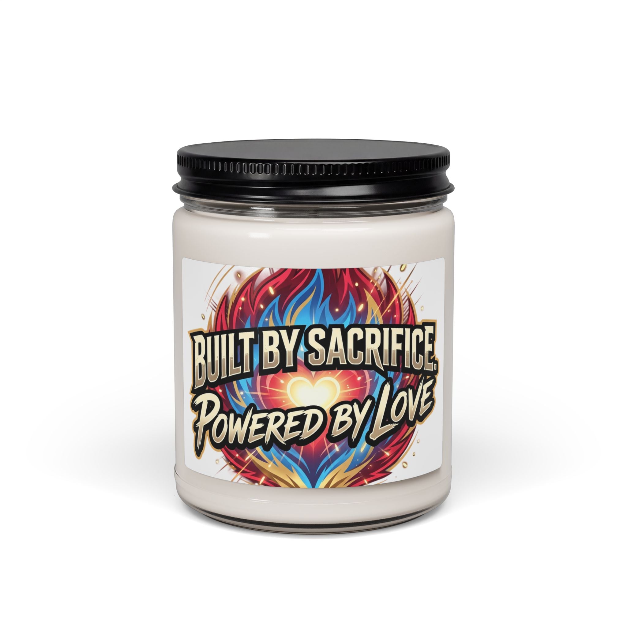 Scented Soy Candle — "Built by Sacrifice, Powered by Love" (9oz)
