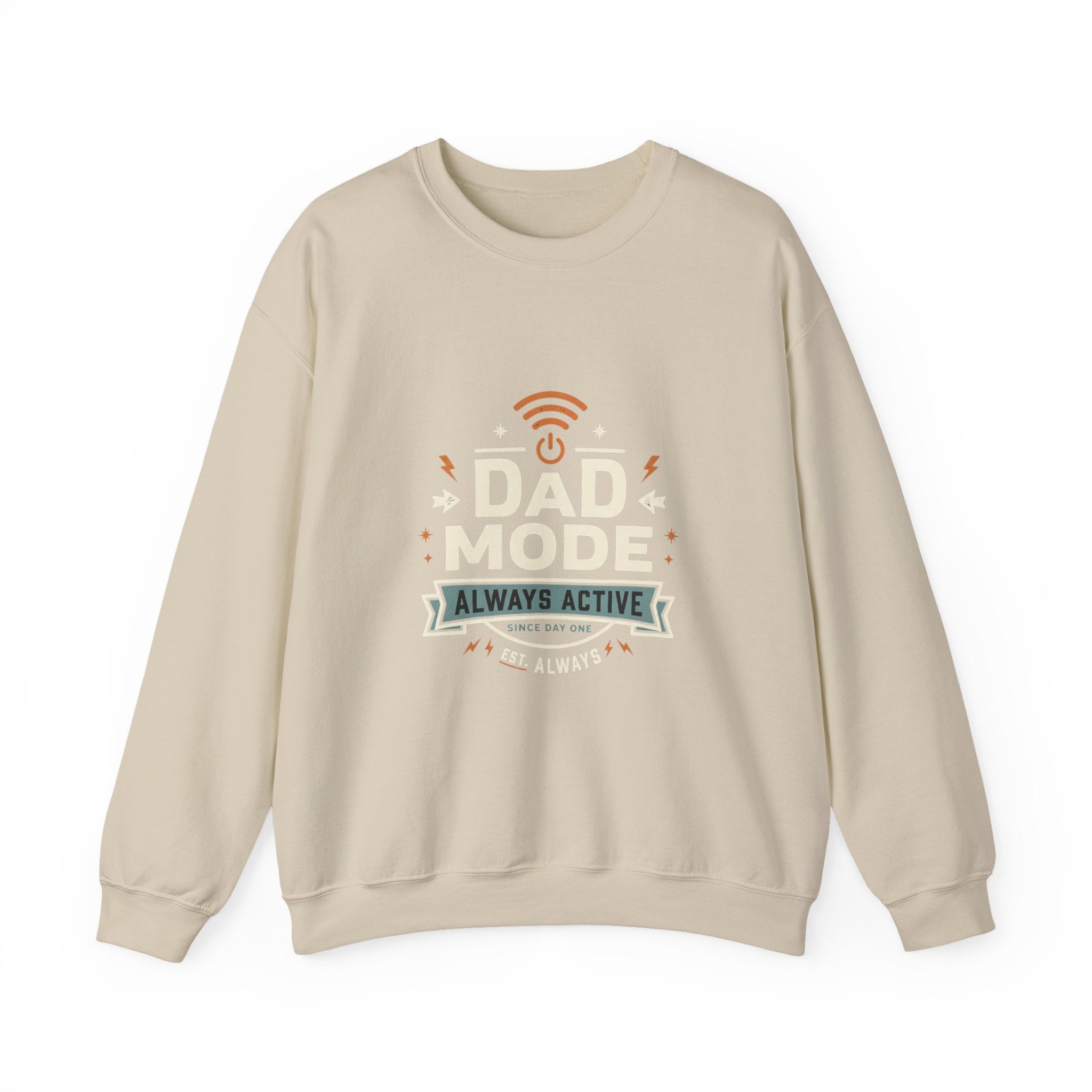 Dad Mode Crewneck Sweatshirt — "Dad Mode Always Active" Graphic