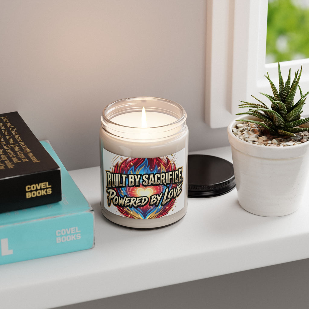 Scented Soy Candle — "Built by Sacrifice, Powered by Love" (9oz)