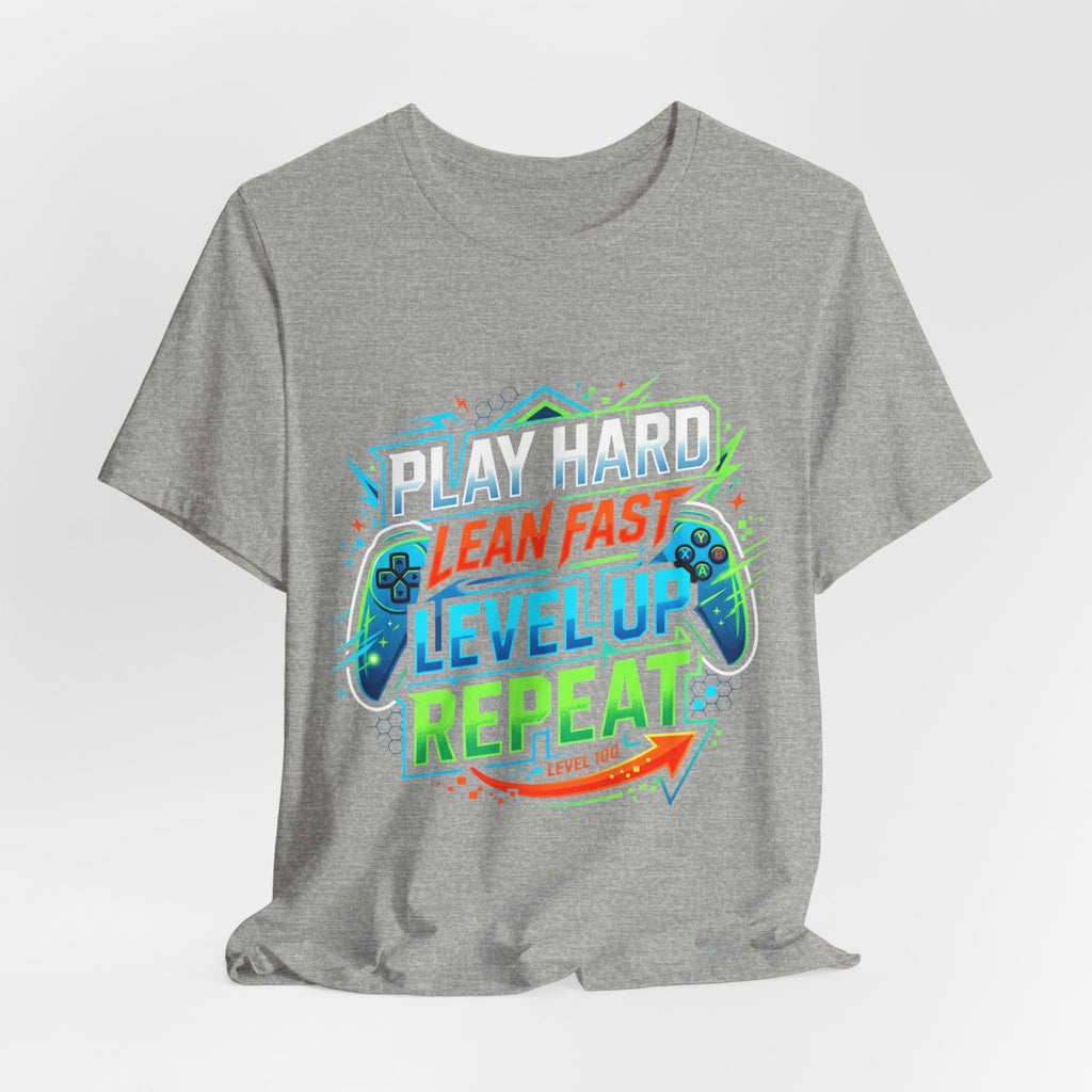 Level Up Repeat Gaming T-Shirt — Play Hard, Learn Fast Gamer Tee