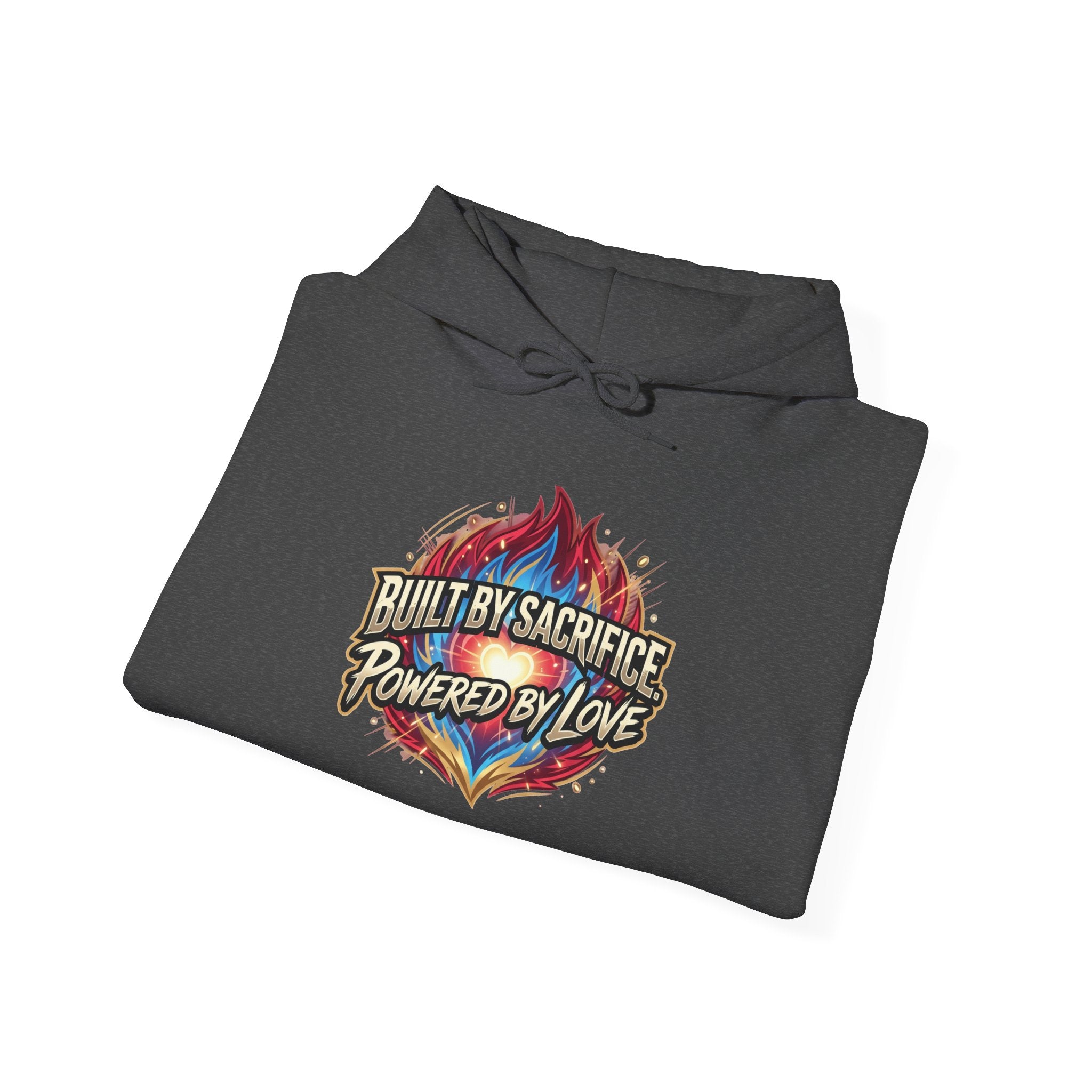 BUILT BY SACRIFICE. POWERED BY LOVE Unisex Heavy Blend™ Hooded Sweatshirt