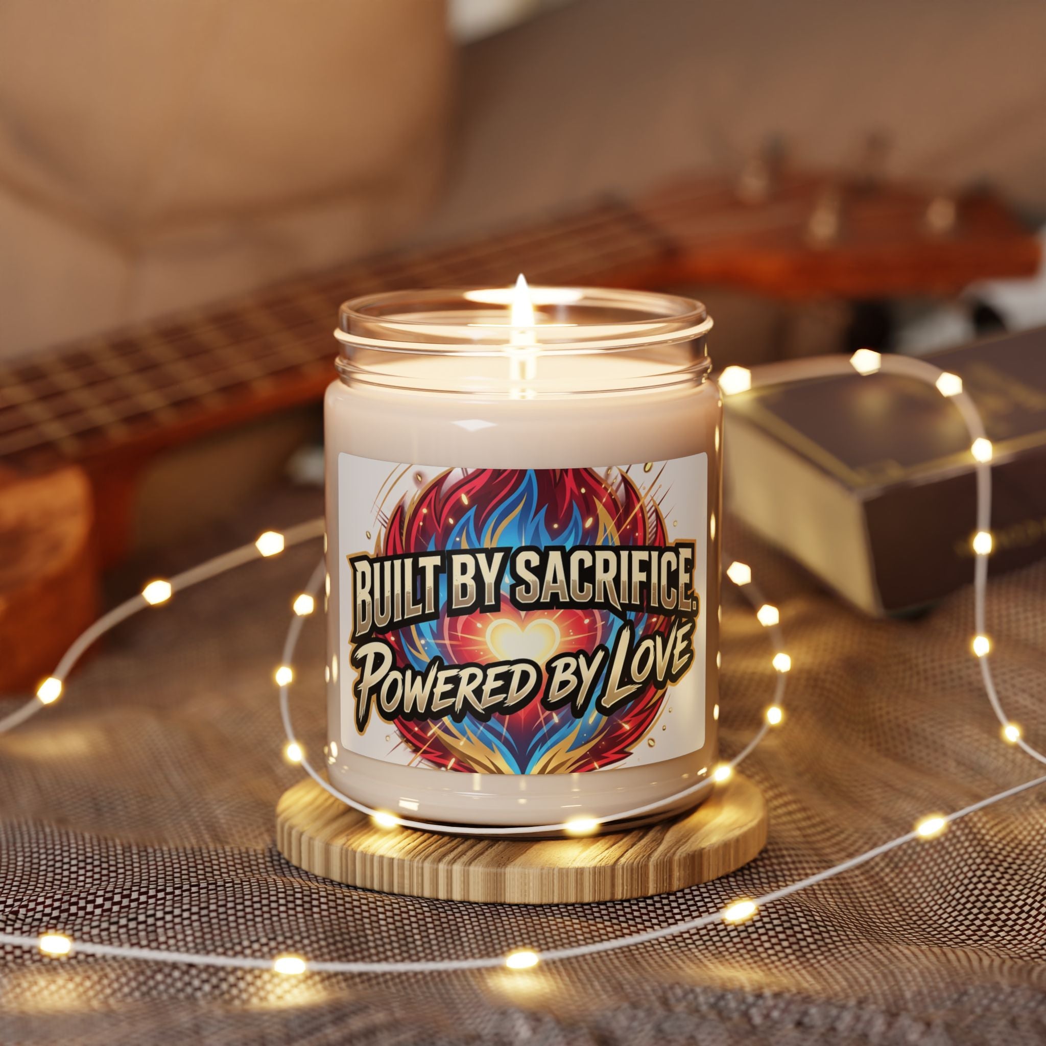 Scented Soy Candle — "Built by Sacrifice, Powered by Love" (9oz)
