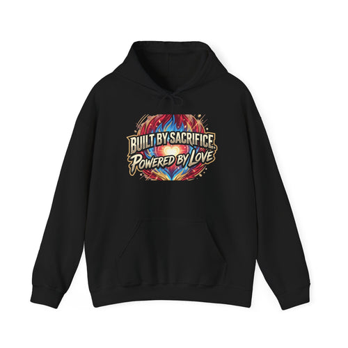 Built By Sacrifice Powered By Love. Hoodie — "Built by Sacrifice, Powered by Love" Colorful Inspirational Pullover