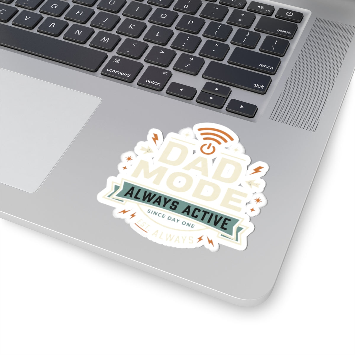 Dad Mode Always Active Sticker — Funny Fatherhood Laptop Kiss-Cut Sticker